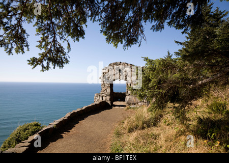 Point d'observation du logement de l'Ouest - Cape Perpetua Scenic Area Banque D'Images