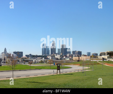 Point de vue panoramique sur le centre-ville de Los Angeles : Banque D'Images