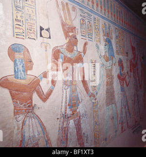 Peintures de tombeau égyptien, Vallée des Reines, l'ancienne Thèbes, Louxor, vallée du Nil, l'Egypte Banque D'Images