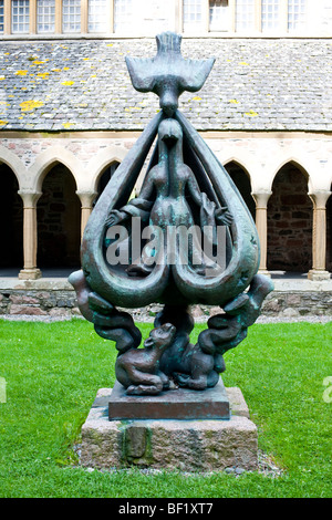 Les cloîtres et sculptures sur pierre de l'abbaye d'Iona l'île d'Iona, Ecosse Banque D'Images