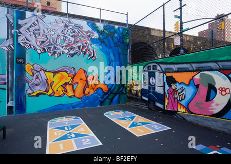 Le Graffiti Hall of Fame, Harlem, Manhattan, New York City Banque D'Images