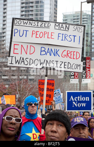 Labor-Community Rassemblement contre les grandes banques Banque D'Images