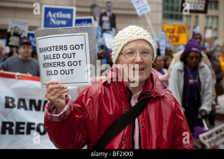 Labor-Community Rassemblement contre les grandes banques Banque D'Images