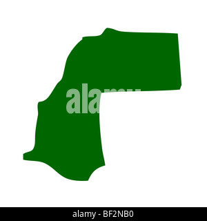 Contour plan du Sahara occidental isolé sur fond blanc avec chemin de détourage. Banque D'Images