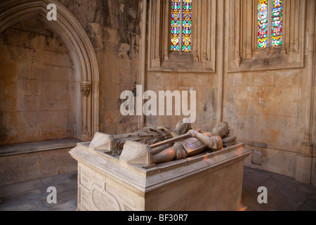 Le Portugal, Monastère de Batalha, Chapelle du Fondateur, des effigies de Joao I et Philippa de Lancastre Banque D'Images