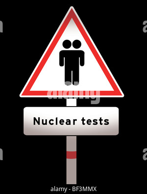 Les essais nucléaires warning sign Banque D'Images
