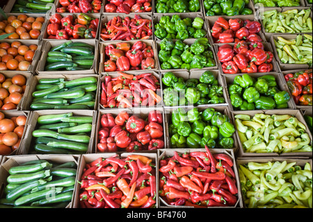 Produire vendu au marché des fermiers de Laurel produire aux enchères à New York Banque D'Images