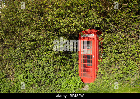 Cabine téléphonique rouge dans Ceredigion, West Wales, UK Banque D'Images