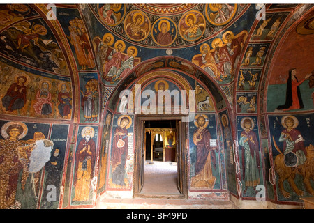 L'art byzantin dans l'église de Panagia Asinou Forviotissa dans les montagnes Troodos, Chypre, Grèce, Europe Banque D'Images