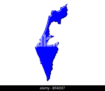 Israël 3d de la carte avec des couleurs nationales Banque D'Images