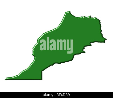 Maroc 3d de la carte avec des couleurs nationales Banque D'Images