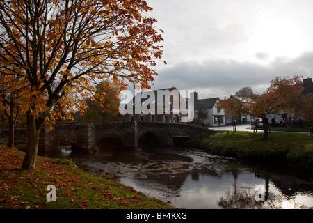 Pont médiéval sur la rivière d'Oisans en Oisans, Shropshire Banque D'Images