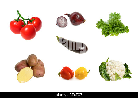 Les légumes mis isolated on white Banque D'Images