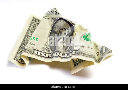 Un dollar froissé isolated on white Banque D'Images