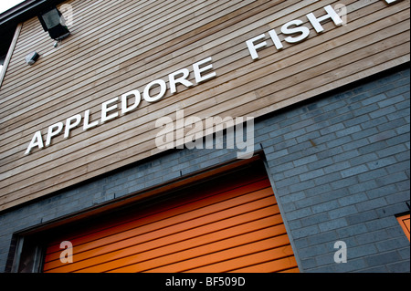 Poisson en bois Station d'Appledore à Bideford avant office des pêches dans la région de Hartland, Devon Banque D'Images