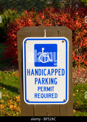 Seul signe de stationnement pour personnes handicapées. Banque D'Images