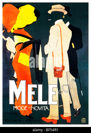 Mele, Novita Mode superbe, 1913 L'Art Nouveau Italien affiche Dudovitch pour la maison de mode italienne à Naples Banque D'Images