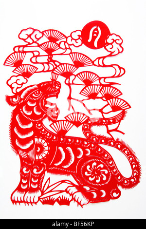 Papier Découpage morceau avec Tigre horoscope chinois, Beijing, Chine Banque D'Images