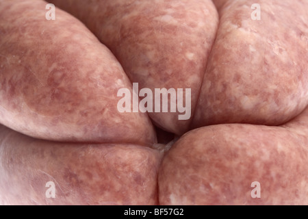 Les liens de saucisse de porc de l'agriculture biologique british saddleback porcs élevés en Irlande Banque D'Images