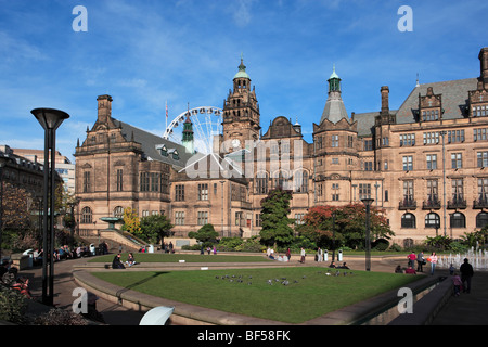 Hôtel de ville et des jardins de la paix, à Sheffield Banque D'Images