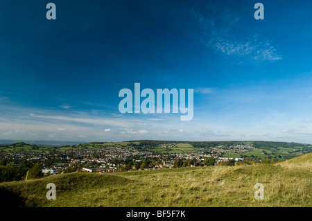 Vue de Rodborough Common près de Stroud dans les Cotswolds Banque D'Images