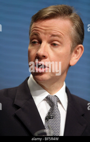 MICHAEL GOVE MP SHADOW SECRÉTAIRE D'ÉTAT POUR 07 Octobre 2009 Manchester Central Manchester en Angleterre Banque D'Images