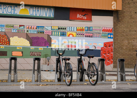 'Bixi', Montreal's Public Système de partage de vélos. Montréal, Québec, Canada. Banque D'Images