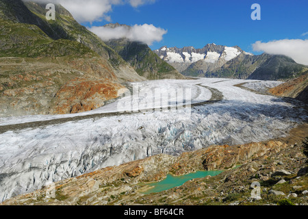 Glacier d'Aletsch, classé au Patrimoine Mondial de l'UNESCO Jungfrau-Aletsch-Bietschhorn, Conthey, Valais, Suisse, Europe Banque D'Images