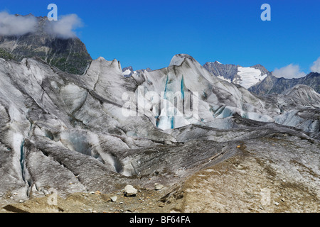 Glacier d'Aletsch, classé au Patrimoine Mondial de l'UNESCO Jungfrau-Aletsch-Bietschhorn, Conthey, Valais, Suisse, Europe Banque D'Images