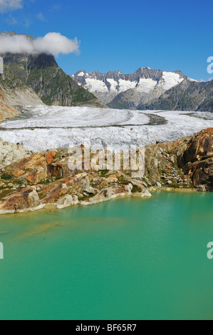 Glacier d'Aletsch, classé au Patrimoine Mondial de l'UNESCO Jungfrau-Aletsch-Bietschhorn, Conthey, Valais, Suisse, Europe Banque D'Images