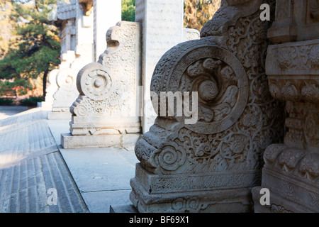 Pailou avec sculptures exquises, Temple Biyun, collines odorantes, Beijing, Chine Banque D'Images