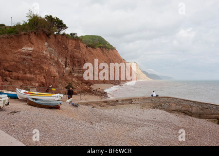 Plage de Sidmouth et promenade dans le Devon (Angleterre) avant. Banque D'Images