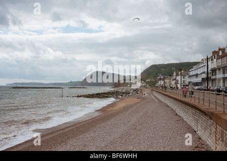 Plage de Sidmouth et promenade dans le Devon (Angleterre) avant. Banque D'Images