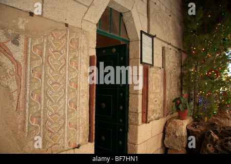 Israël, Shephelah, mosaïques byzantines à St.Stephen église du monastère salésien à Beit Gemal Banque D'Images