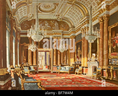 Le Salon Bleu, anciennement la salle de bal, dans le palais de Buckingham, Londres, Angleterre. Banque D'Images