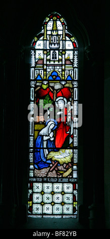 Un vitrail représentant la nativité, Église de St Mary, South Tidworth, Wiltshire Banque D'Images