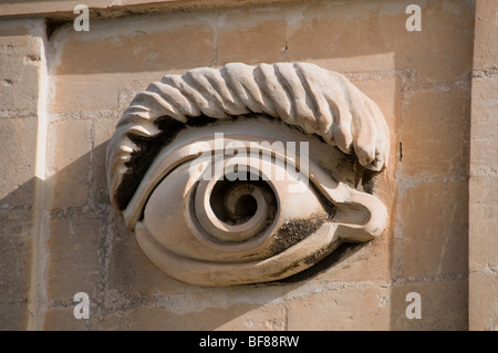 Senglea Point Tower Watch Eye Ear Malte trois villes en face de La Valette ville fortifiée Banque D'Images