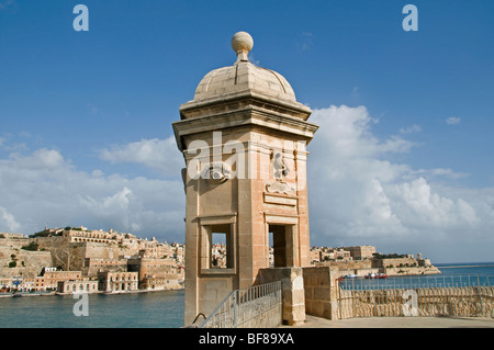 Senglea Point Tower Watch Eye Ear Malte trois villes en face de La Valette ville fortifiée Banque D'Images