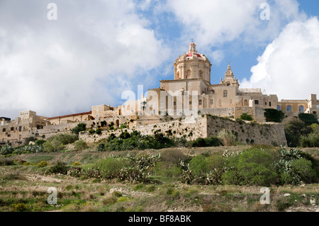 Mdina Rabat Malte ville fortifiée ville château fort Banque D'Images