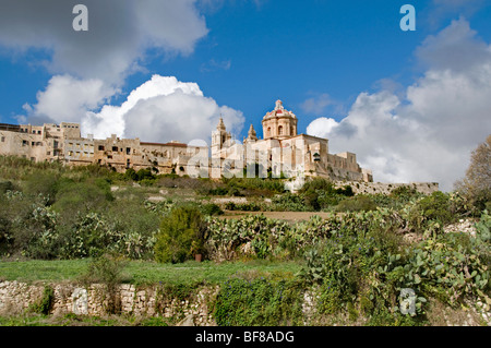 Mdina Rabat Malte ville fortifiée ville château fort Banque D'Images