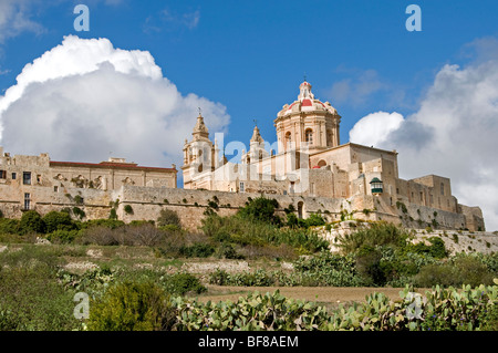 Mdina Rabat Malte ville fortifiée ville château fort Banque D'Images