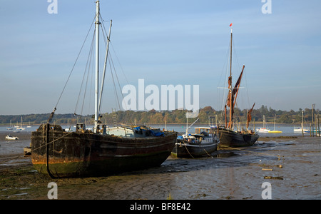 Barge à voile Bateaux, borne Mill, Suffolk, Angleterre Banque D'Images