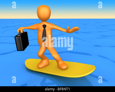 Homme d'affaires de surf . Banque D'Images