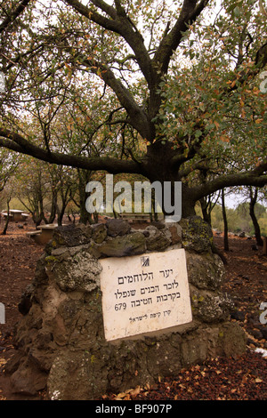 Golan, mémorial aux soldats tombés de la brigade 679 dans la guerre du Kippour Banque D'Images