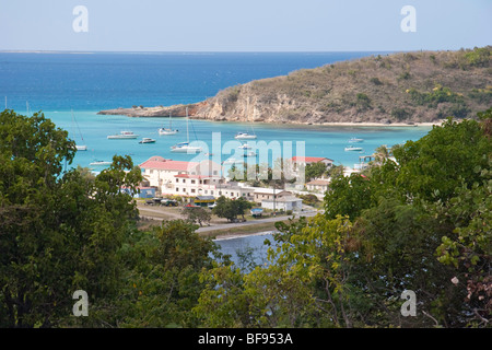 Road Bay à Sandy Ground, Anguilla - vu de South Hill Banque D'Images