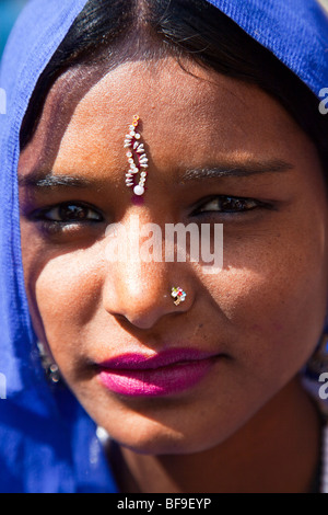 Femme Rajput au Pushkar Mela à Pushkar au Rajasthan Inde Banque D'Images