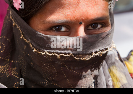 Femme Rajput au Pushkar Mela à Pushkar au Rajasthan Inde Banque D'Images