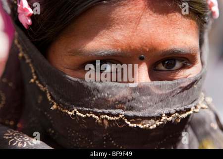 Femme Rajput au Pushkar Mela à Pushkar au Rajasthan Inde Banque D'Images