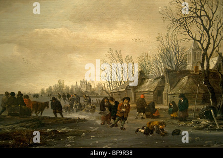 Gillisz Salomon Rombouts 1685 winter snow ice skate skating museum Pays-Bas Banque D'Images