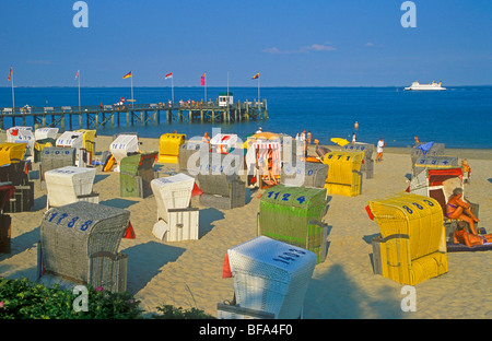 Plage de Wyk, Foehr, l'île de Frise du Nord, Schleswig-Holstein, Allemagne Banque D'Images